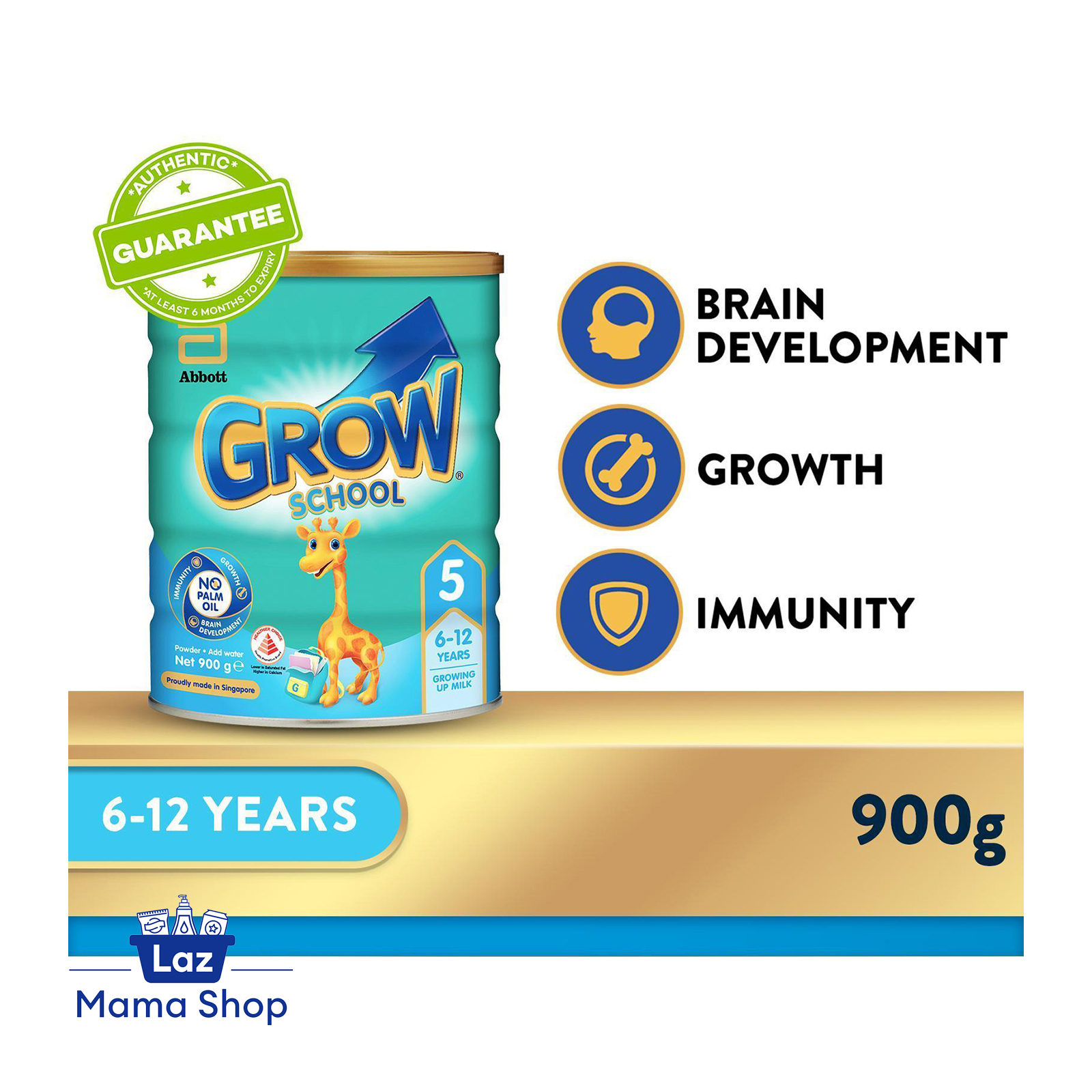 Abbott GROW Growing Up Milk Powder for Kids - School Stage 5 (6 - 12 years) - 900g (Laz Mama Shop)