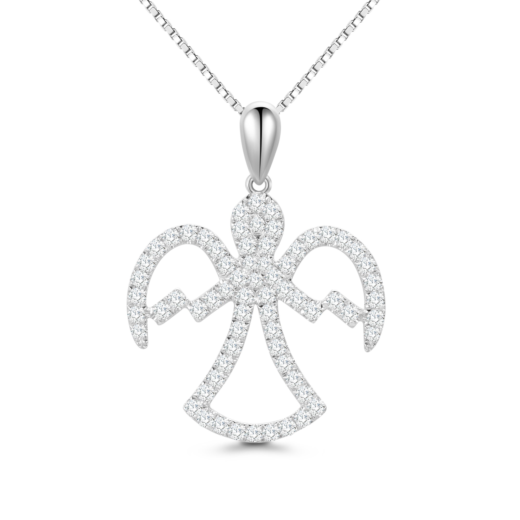 Lee Hwa Jewellery My Guardian Angel 18K White Gold Pendant with Diamond